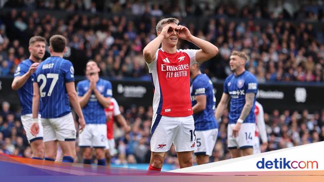 Ipswich Vs Arsenal, Menang 4,0, The Gunners Tunda Pesta Juara Liverpool dengan Kemenangan Gemilang